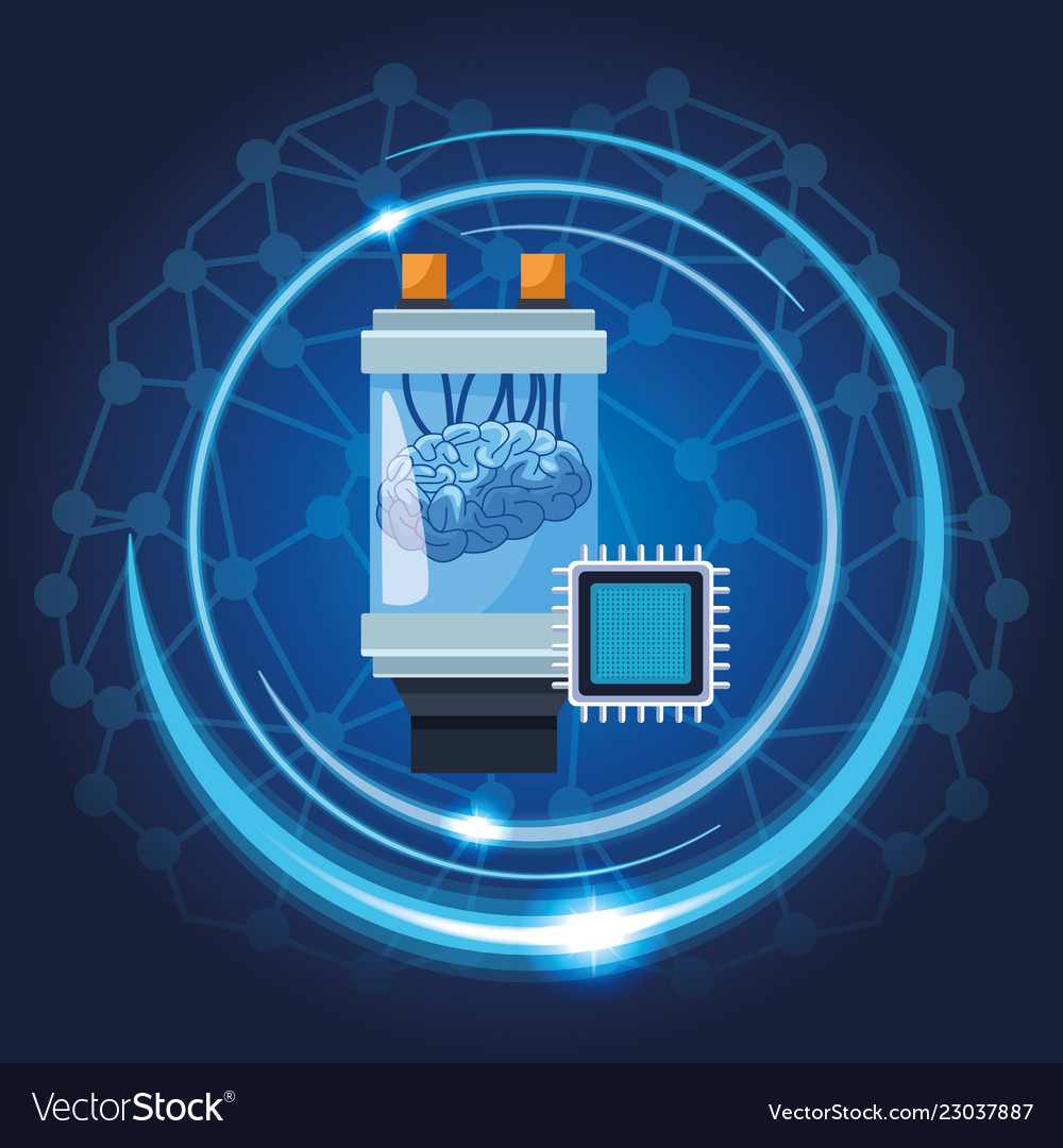 Brain and microchip vector image Brain and microchip