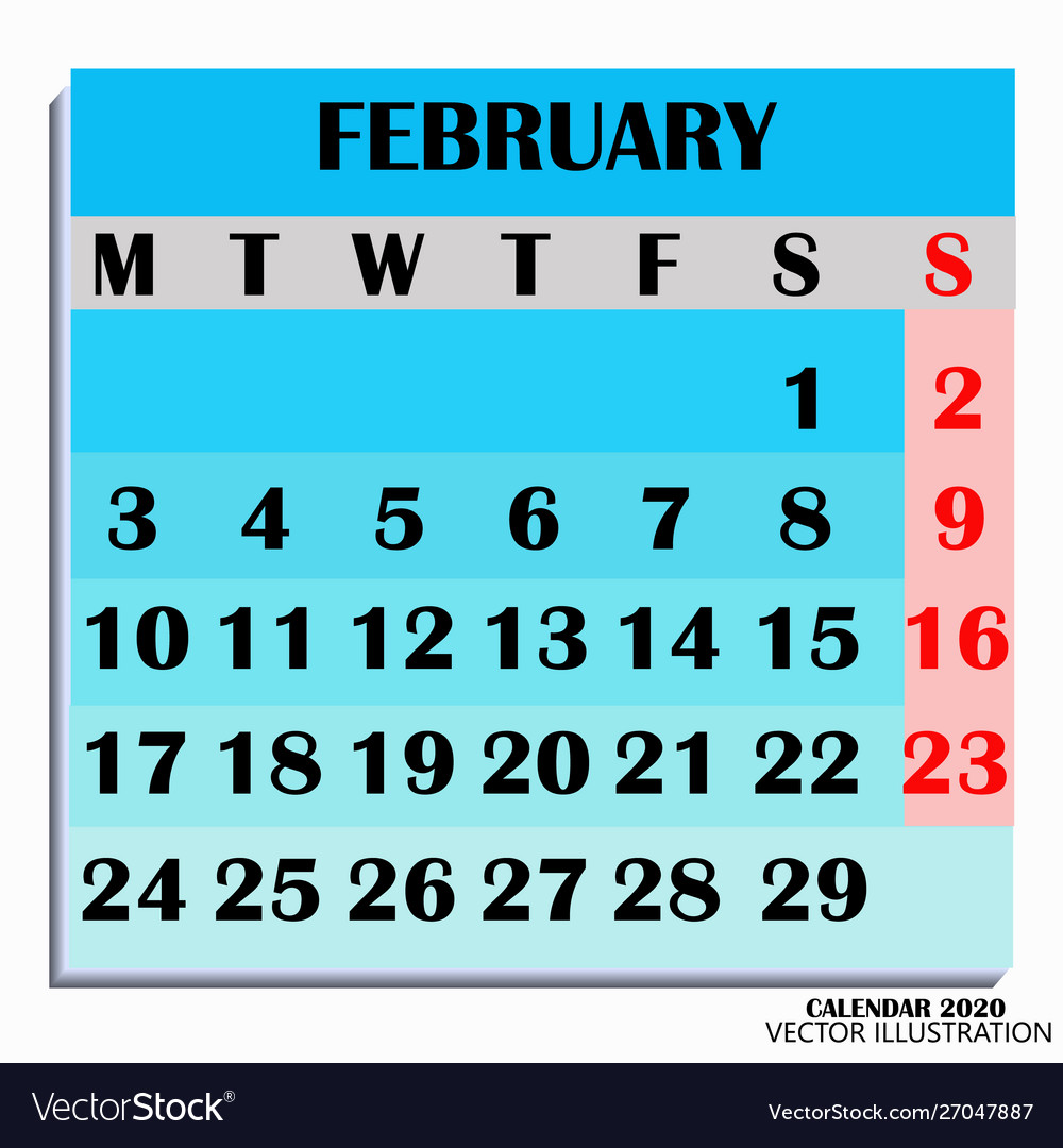 Calendar design month february 2020