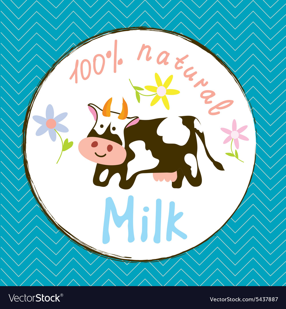 Cow and milk funny label