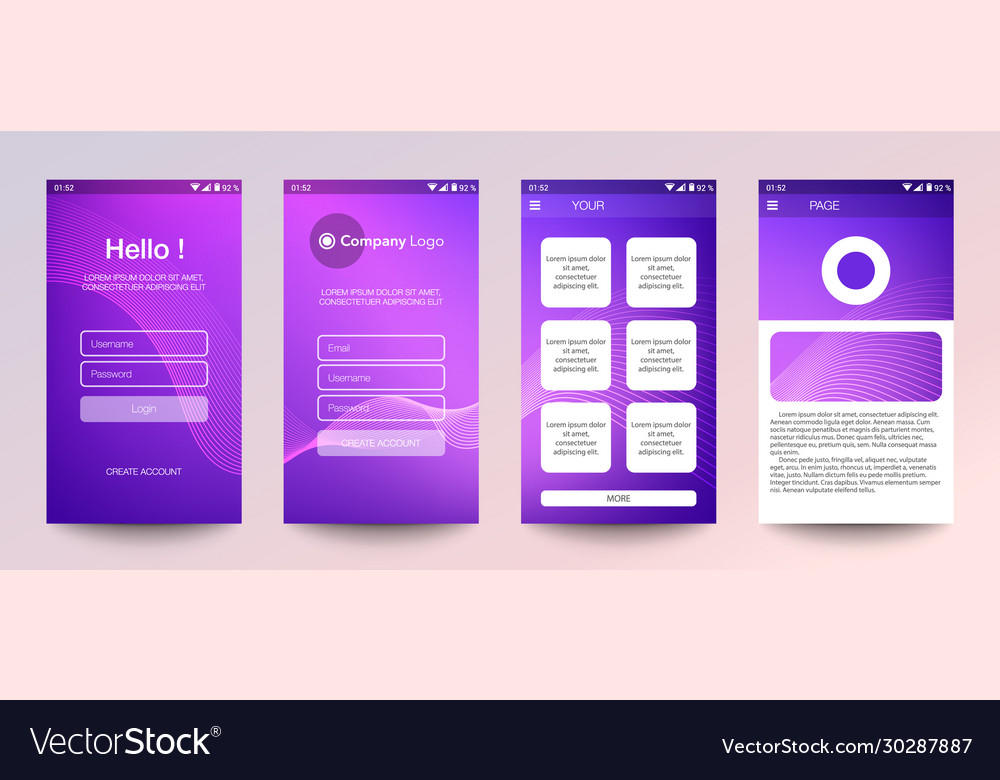 Design mobile app ui ux gui set user vector image Design mobile app ui ux gui set user
