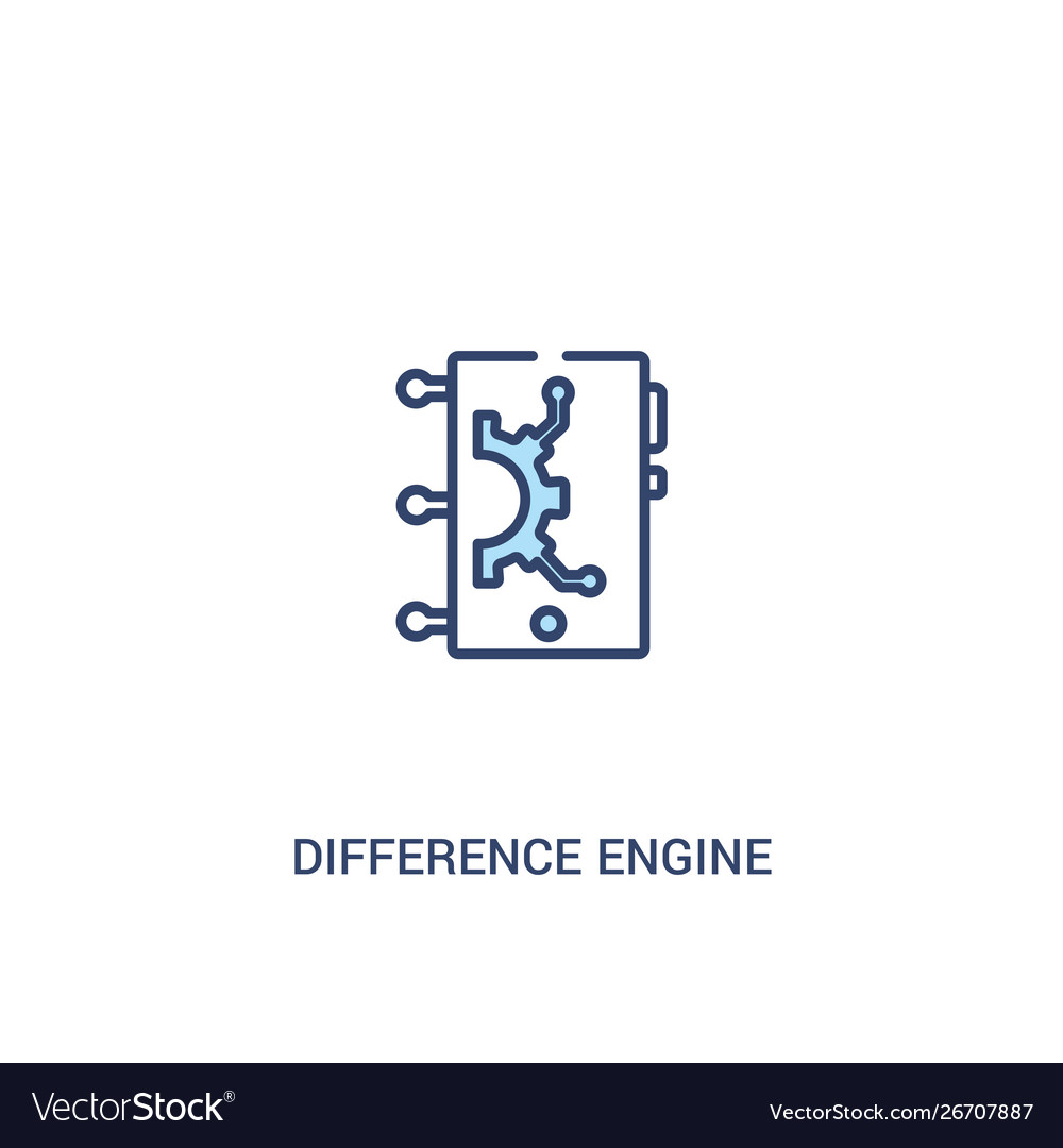 Difference engine concept 2 colored icon simple Vector Image Difference engine concept 2 colored icon simple
