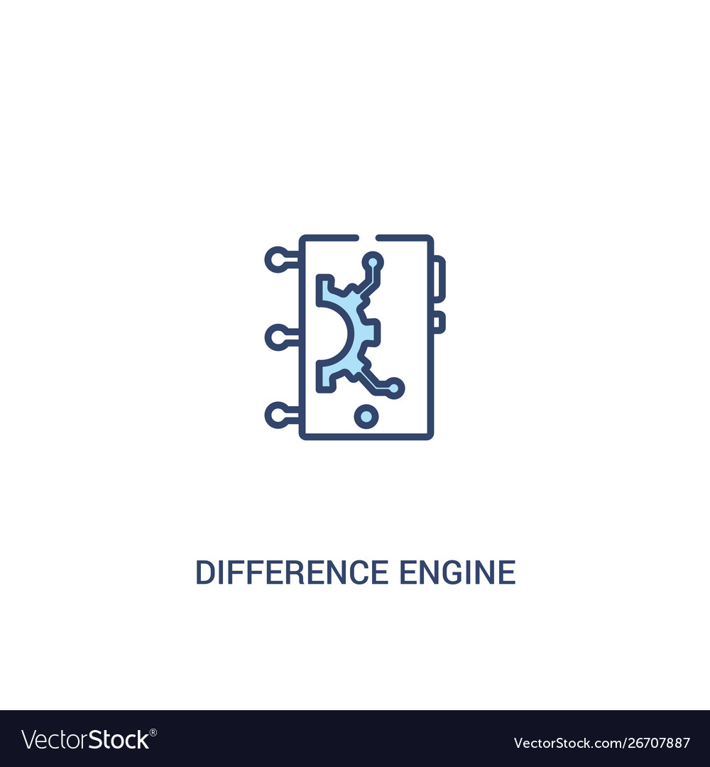 Difference engine concept 2 colored icon simple