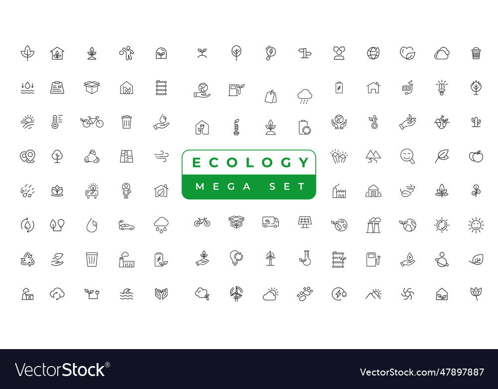 Ecology line icons set renewable energy outline Vector Image