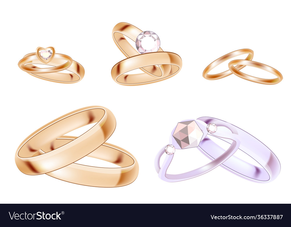 Gold rings isolated on white background Royalty Free Vector