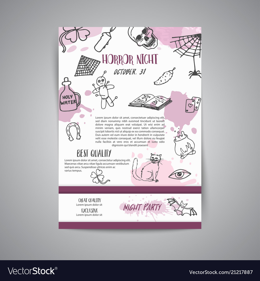 Hand Drawn Halloween Newsletter Template Horror Vector Image