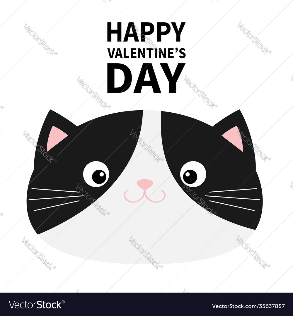 Happy valentines day cat head face icon black Vector Image