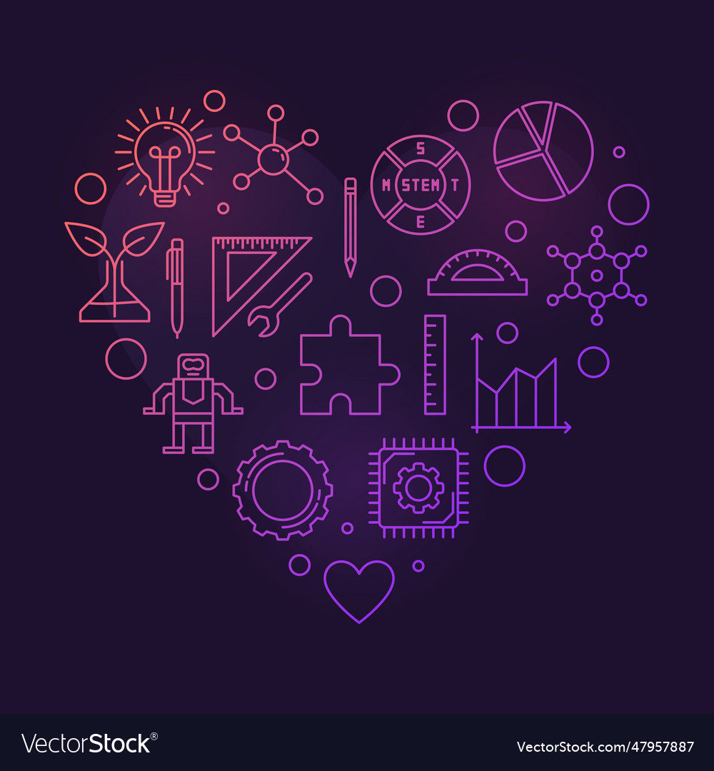 I love steam education heart shaped colorful vector image I love steam education heart shaped colorful