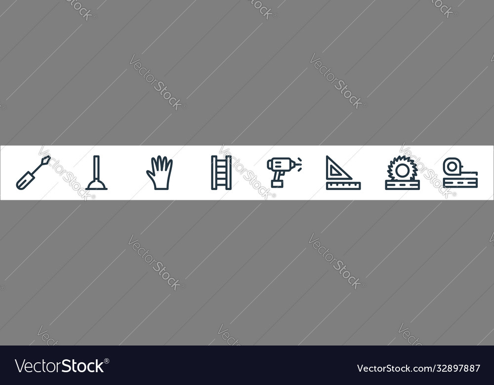 Labour day line icons linear set quality vector image Labour day line icons linear set quality