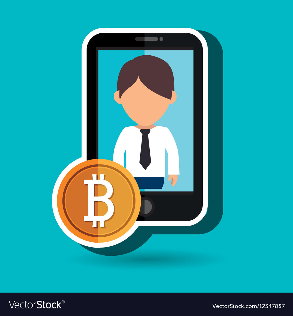 Man smartphone bit coin