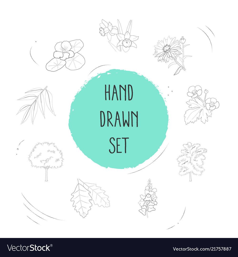 Set botany icons line style symbols Vector Image Set botany icons line style symbols