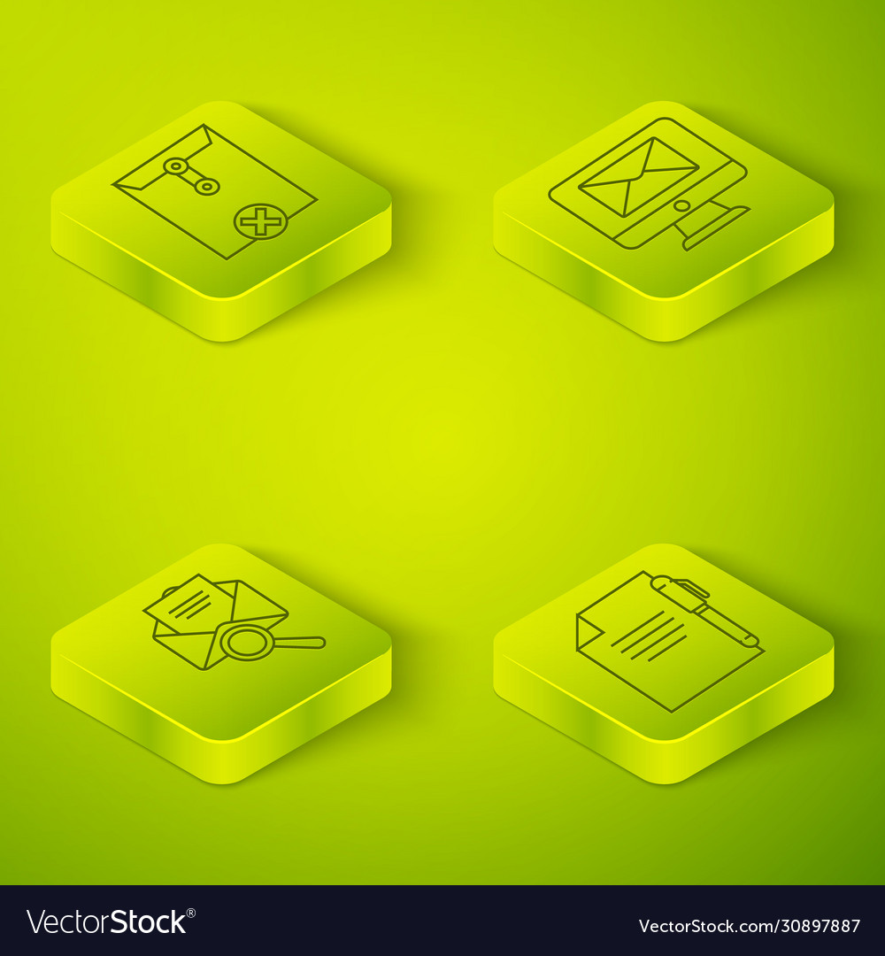 Set isometric monitor and envelope Vector Image Set isometric monitor and envelope