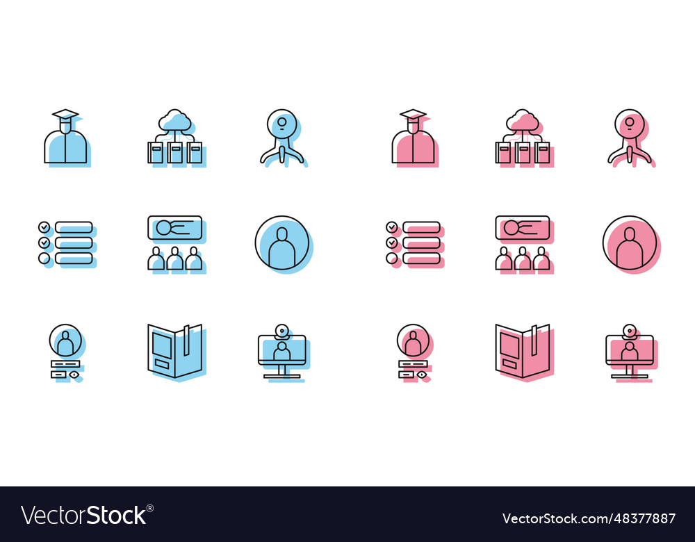 Set line create account screen open book student vector image Set line create account screen open book student
