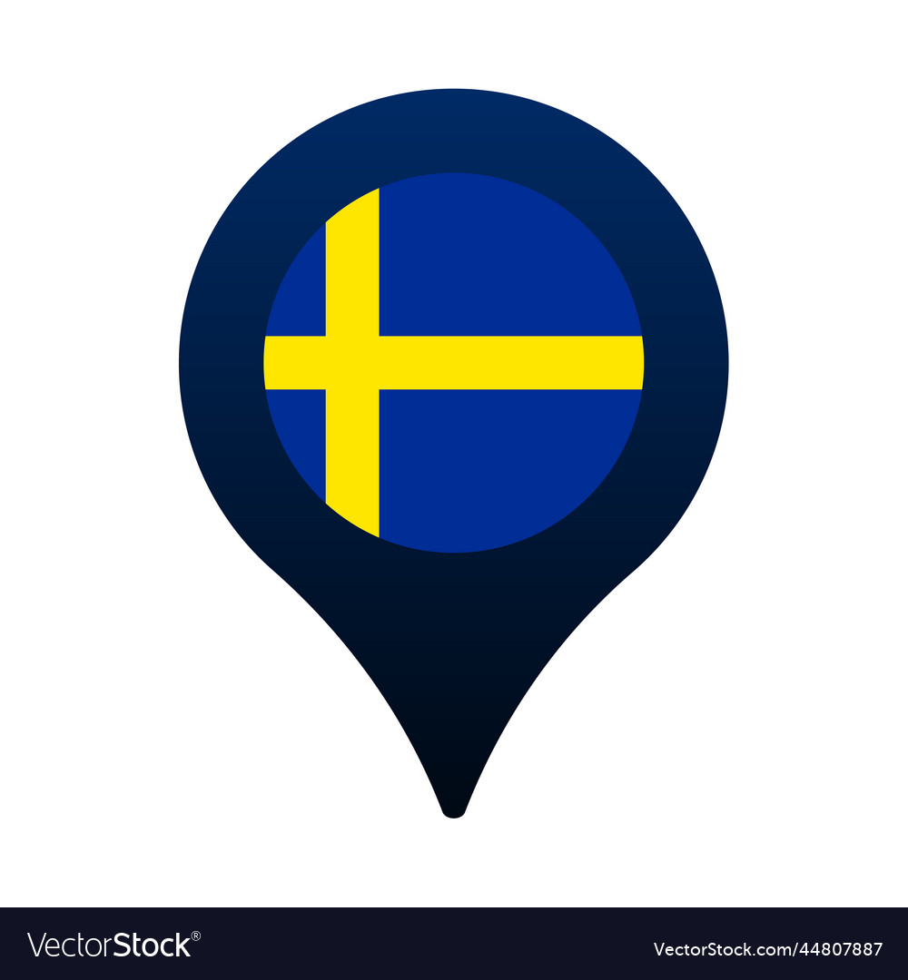 Sweden flag and map pointer icon national vector image Sweden flag and map pointer icon national