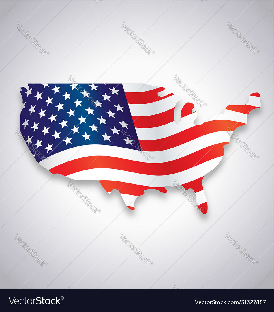 Usa america flag flying in map symbol Royalty Free Vector