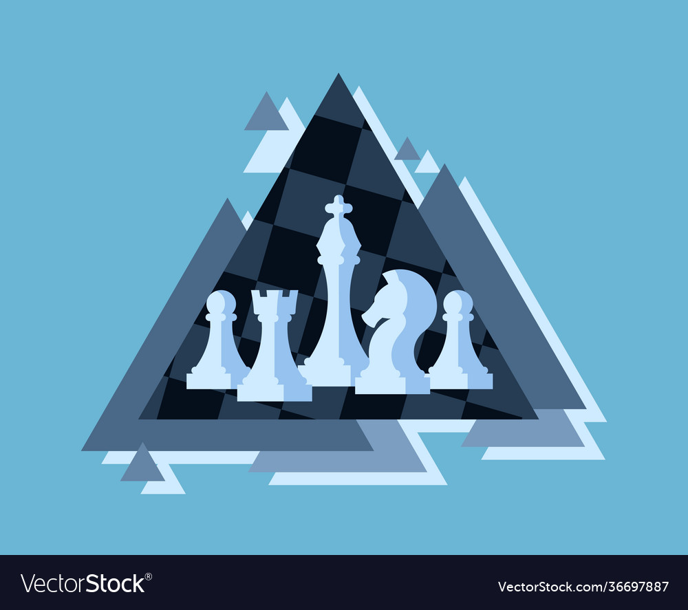 White chess pieces with triangles forms