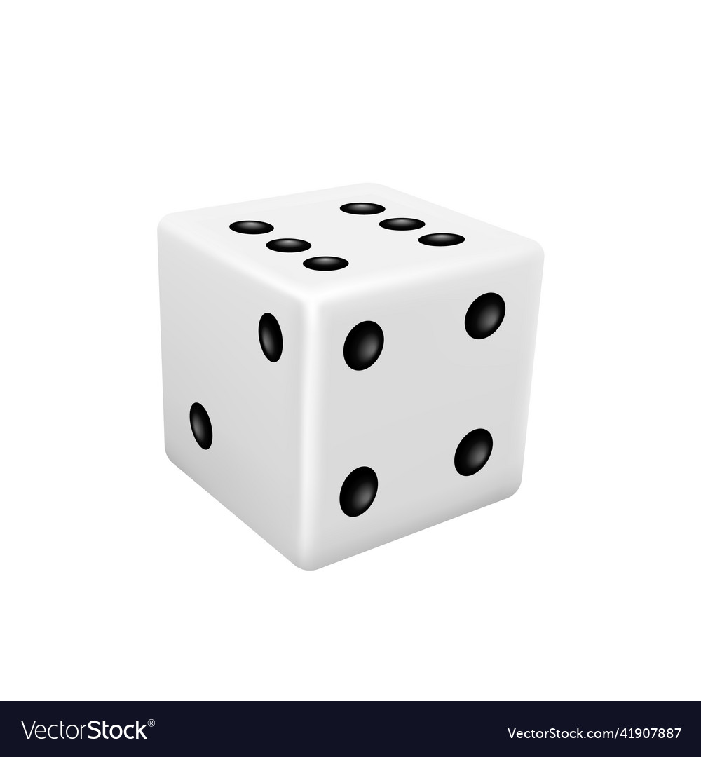 White dice isolated on background realistic