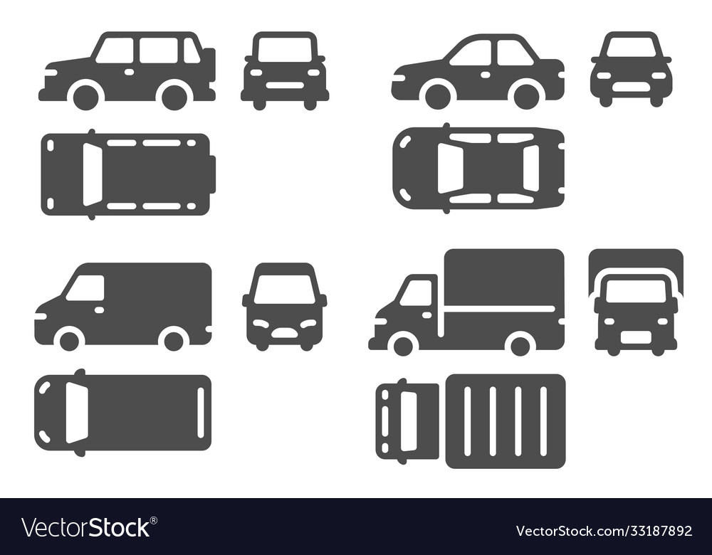 Car top side and front view vehicle projection vector image Car top side and front view vehicle projection