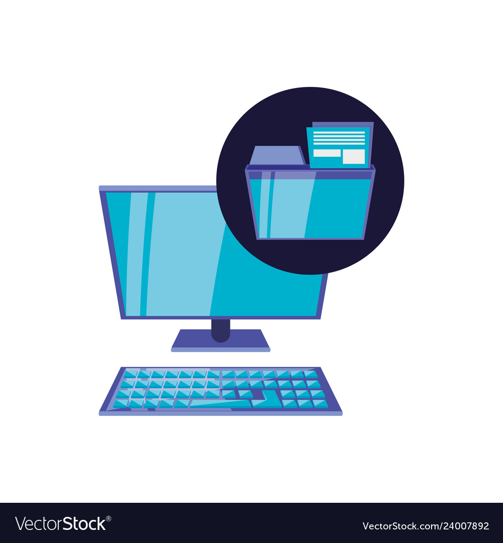 Desktop computer with document and folder