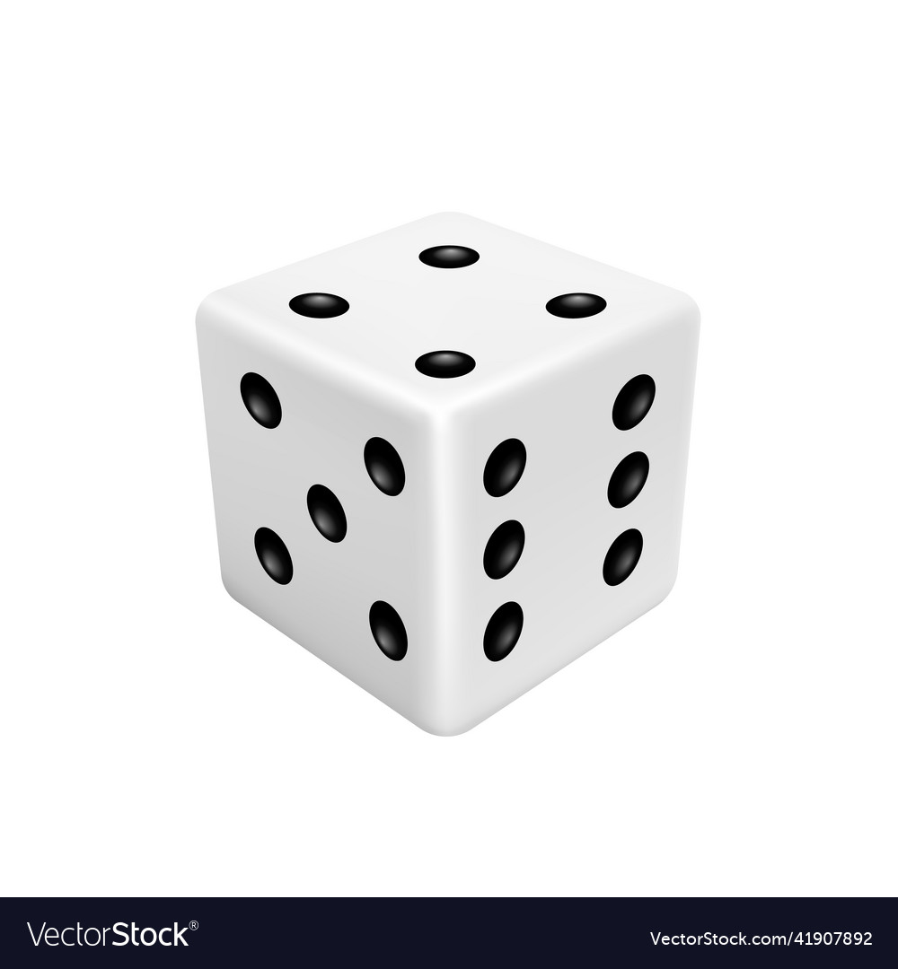 Dice game with white cube and black dots 3d Vector Image Dice game with white cube and black dots 3d