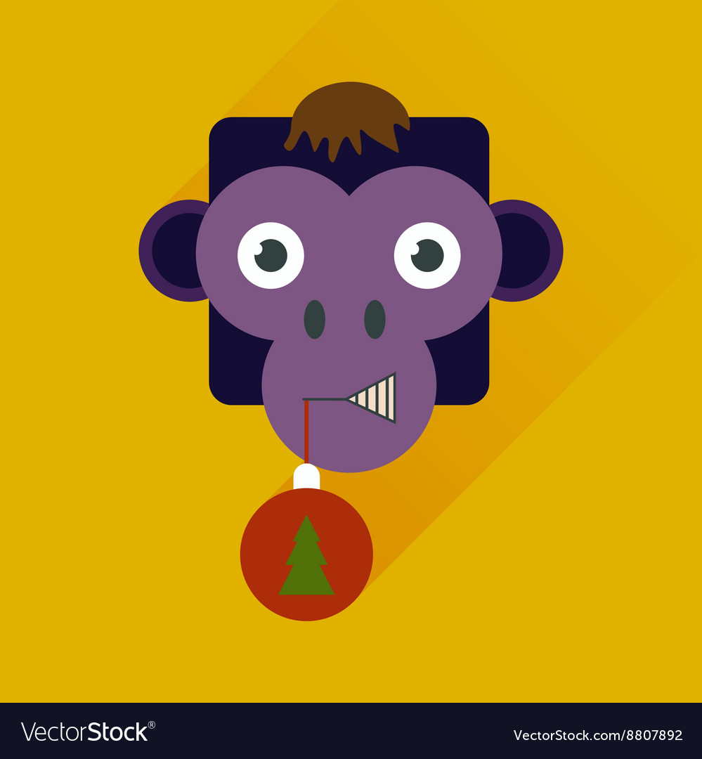 Flat web icon with long shadow monkey