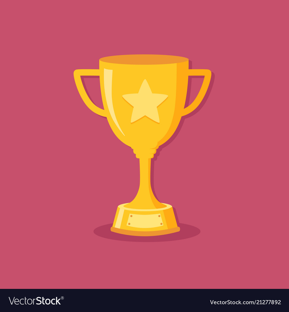 Golden trophy cup flat design Royalty Free Vector Image