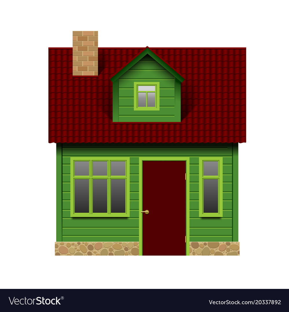 Green realistic house in front view isolated on Vector Image