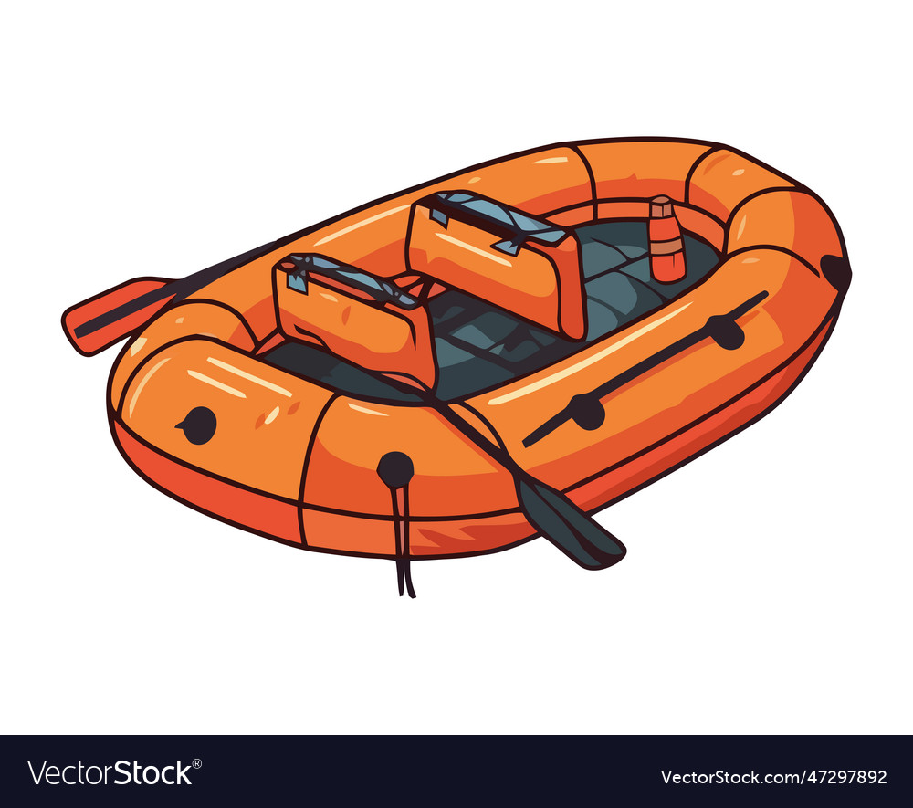 Inflatable boat with oars Royalty Free Vector Image