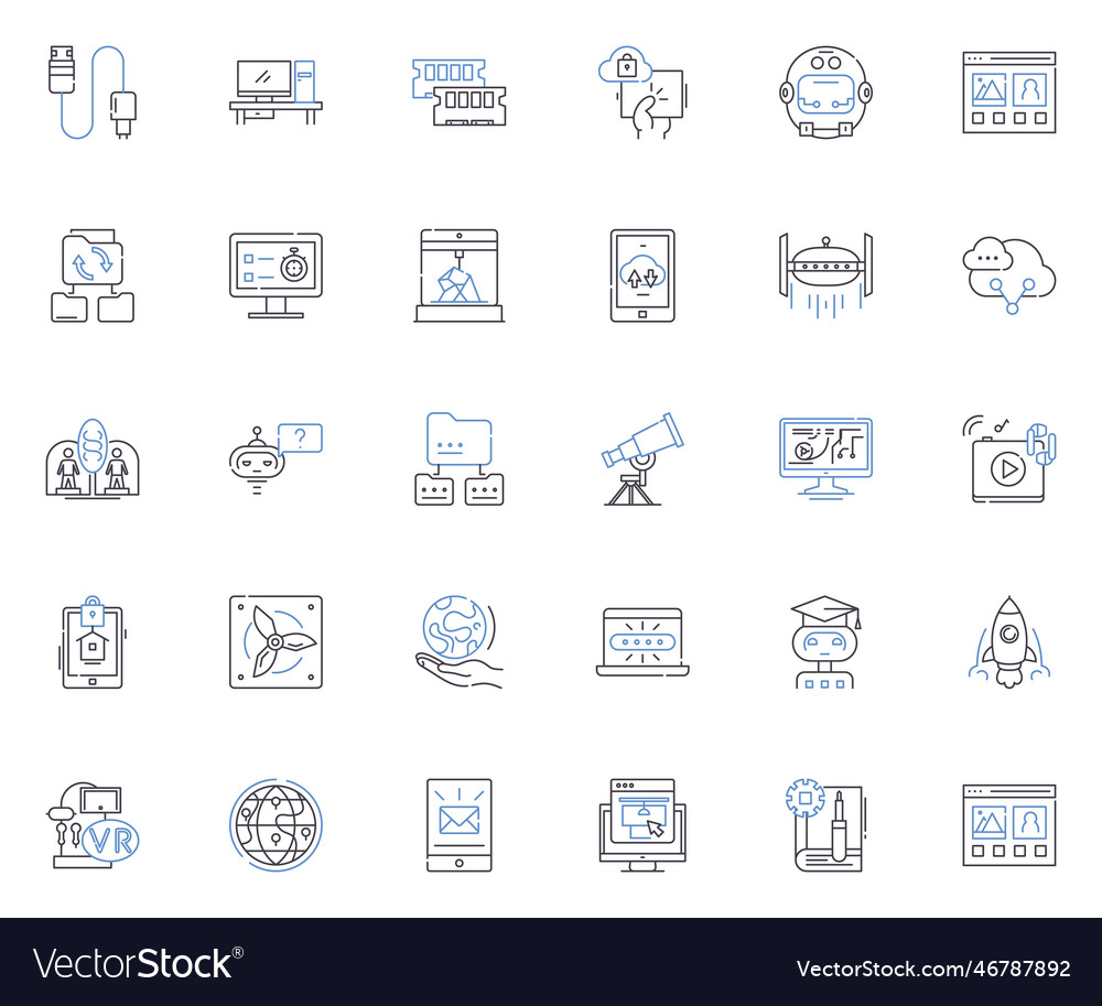 Internet security line icons collection firewall vector image Internet security line icons collection firewall