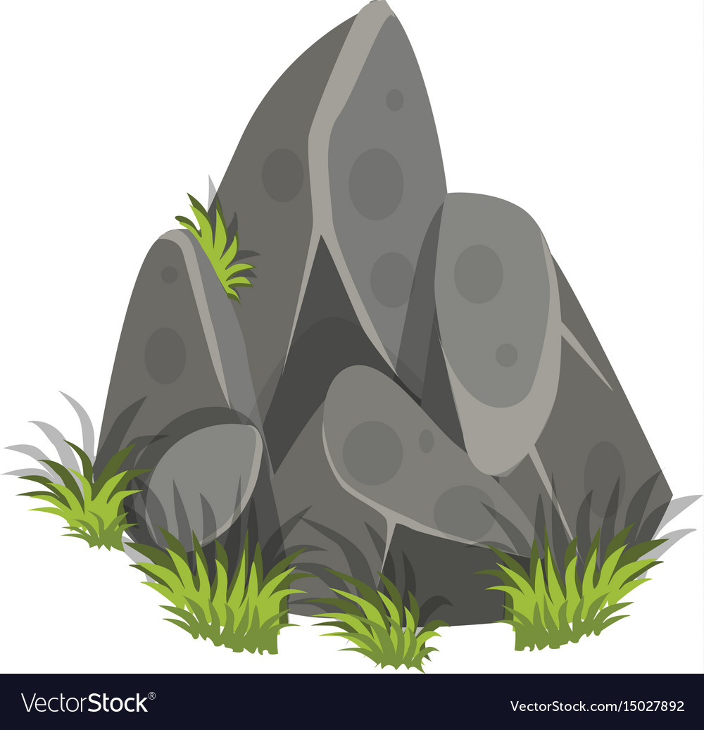 Isometric cartoon rock slab with grass - tileset Vector Image