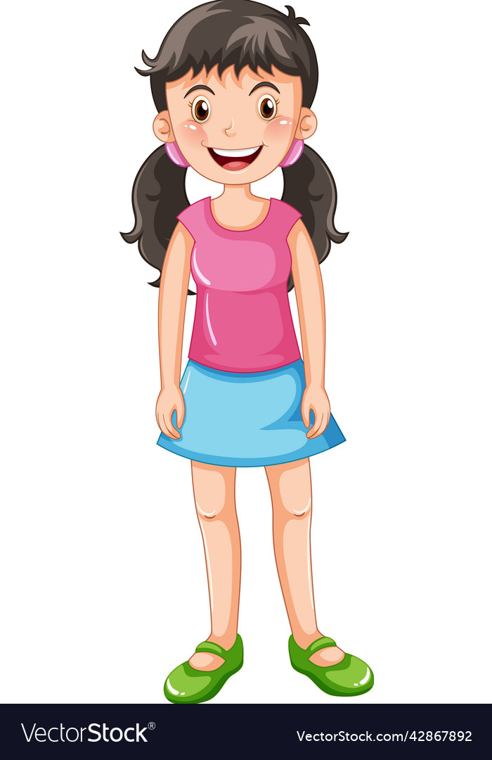 Little girl in pink shirt Royalty Free Vector Image