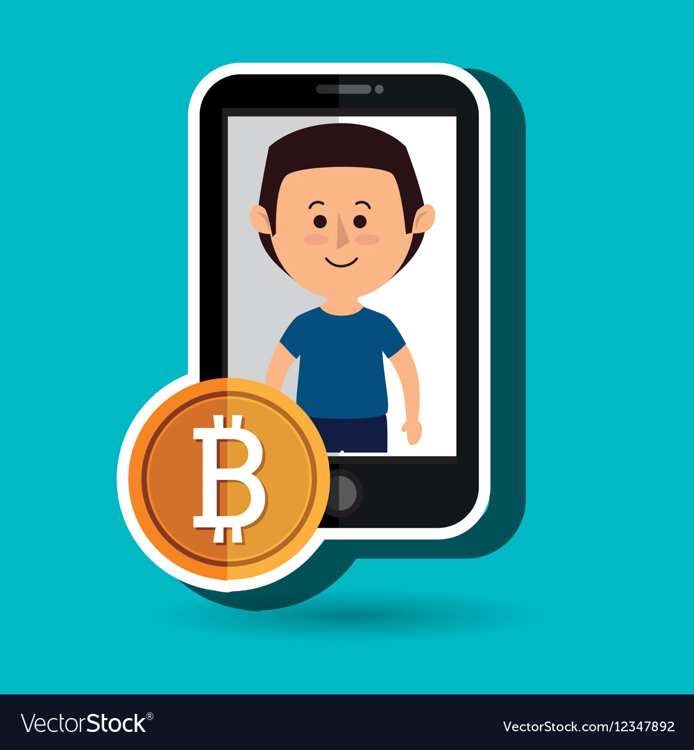 Man smartphone bit coin