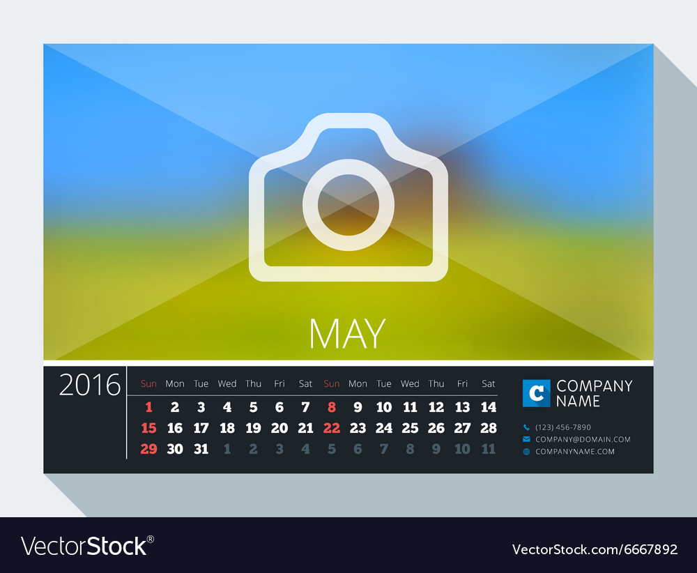 may 2016 stationery design print template desk vector image