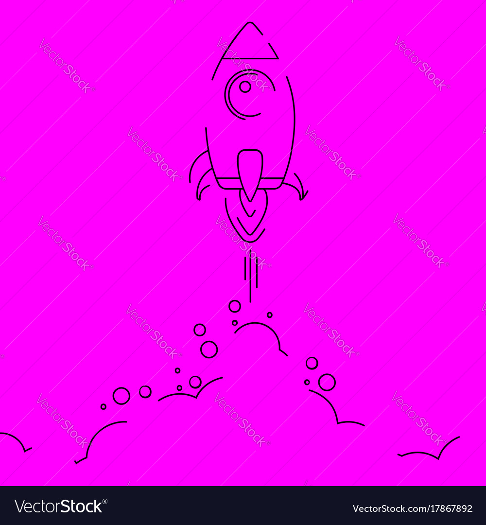 Minimalistic rocket launch line icon