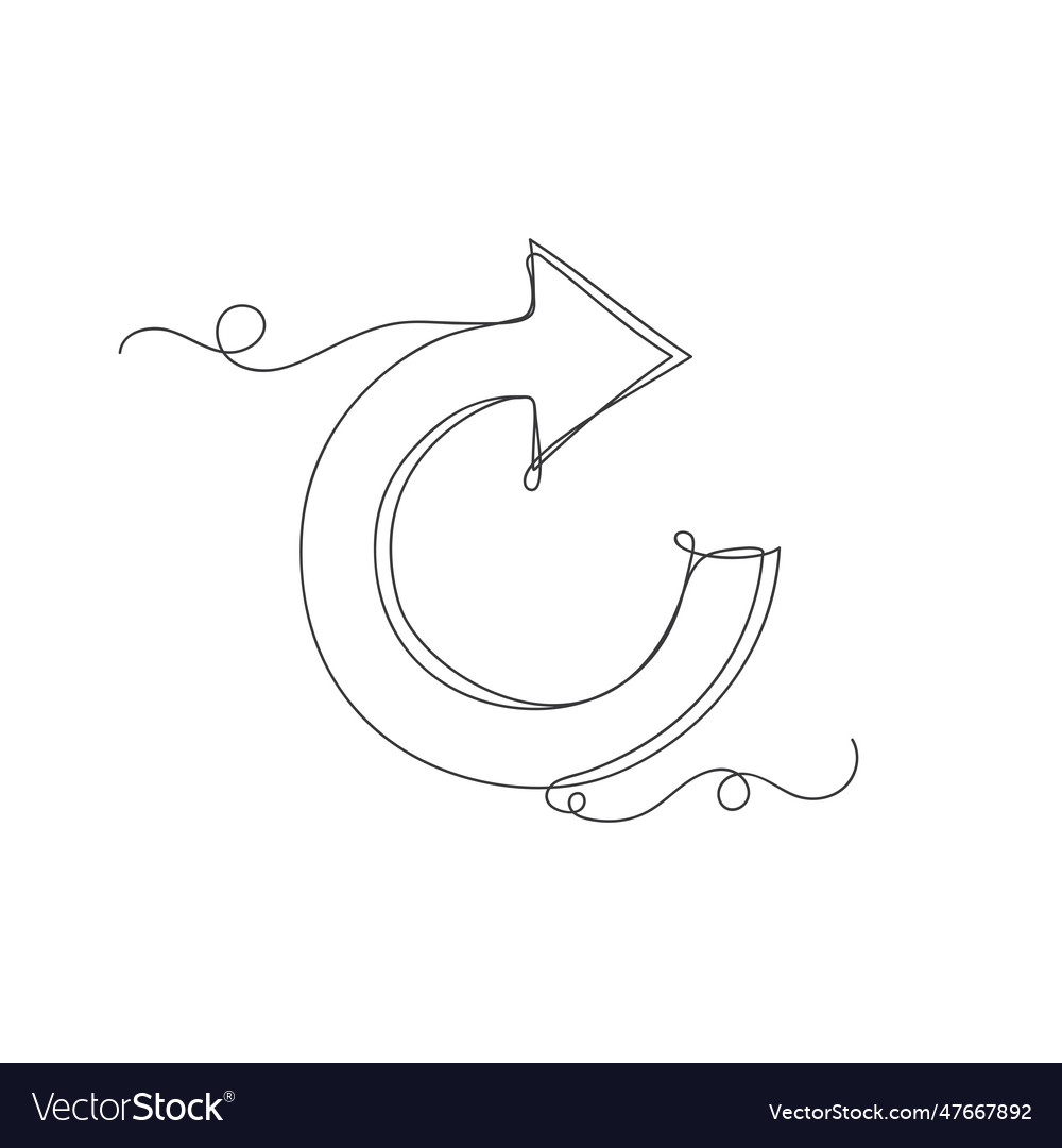 Reload icon arrow in circle continuous one line vector image Reload icon arrow in circle continuous one line