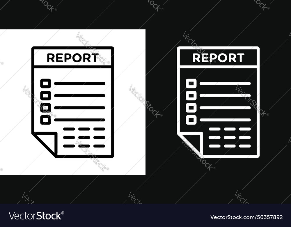 Report icon set document file paper in a black