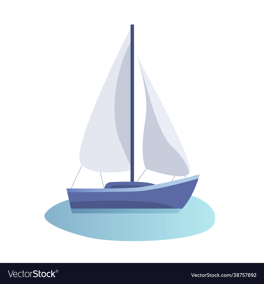 Sailboat nautical flat design yacht at sea Vector Image