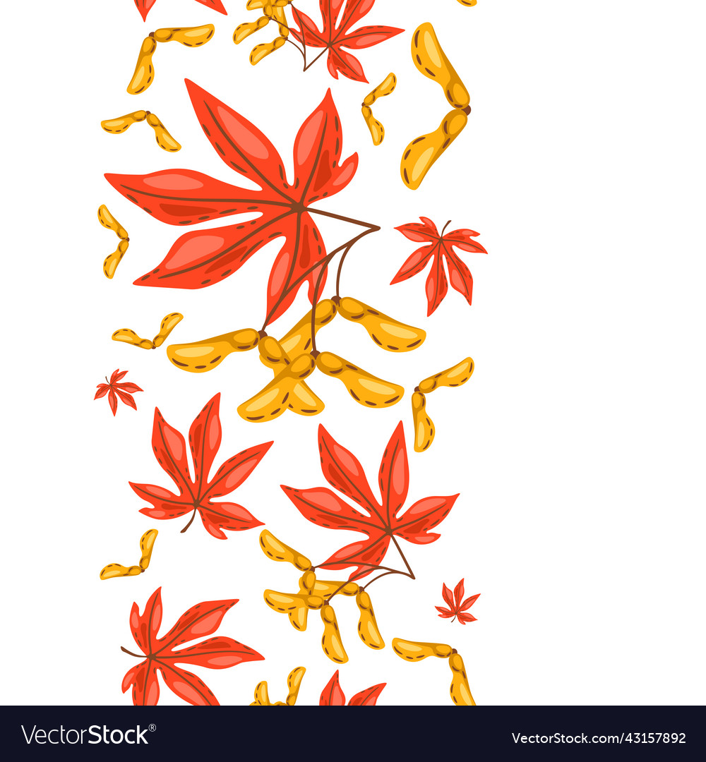 Seamless pattern of maple leaves with seeds image