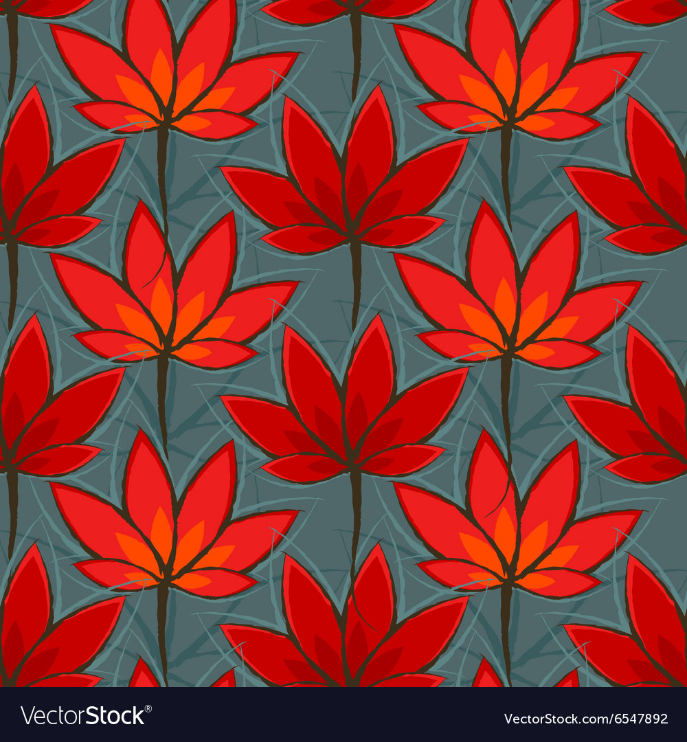 Seamless pattern with red leaves