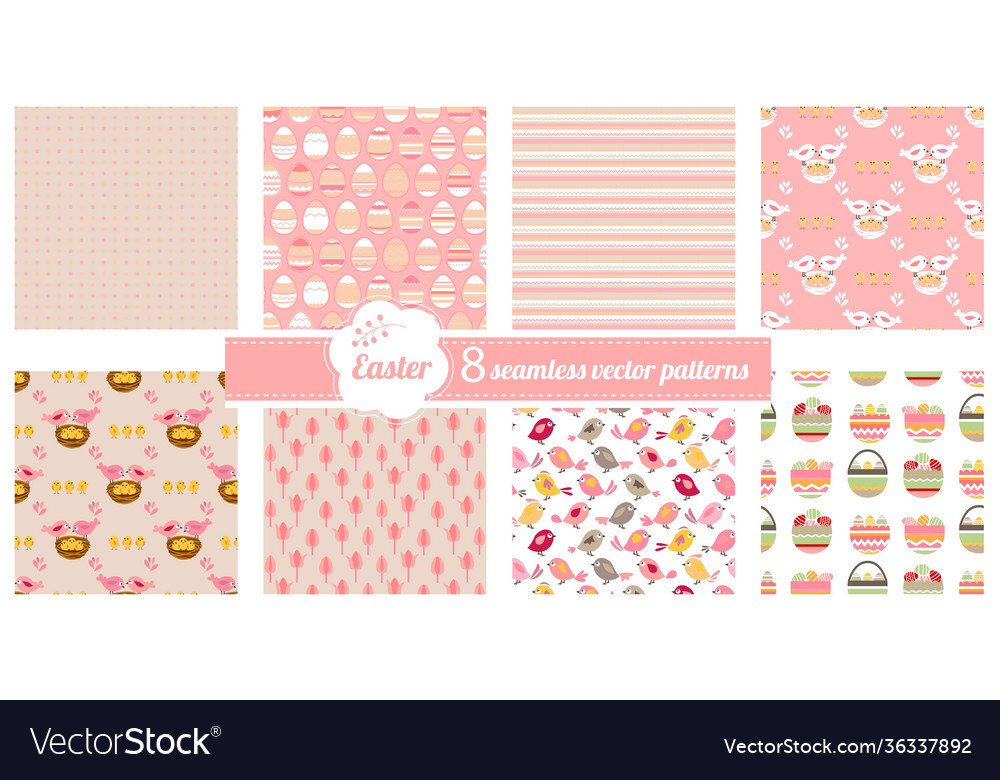 Seamless patterns with stylized cute flowers