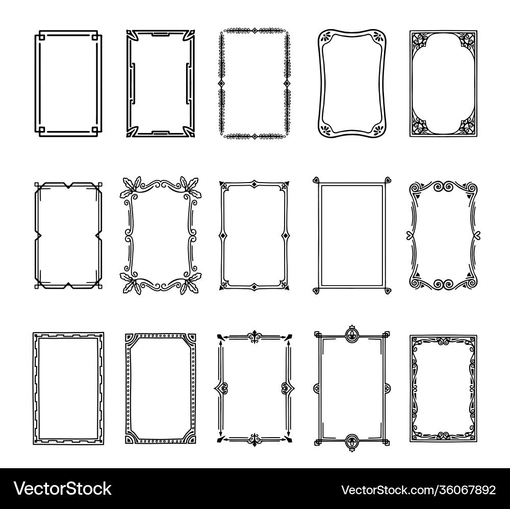 Set vintage frames or decorative rectangular Vector Image
