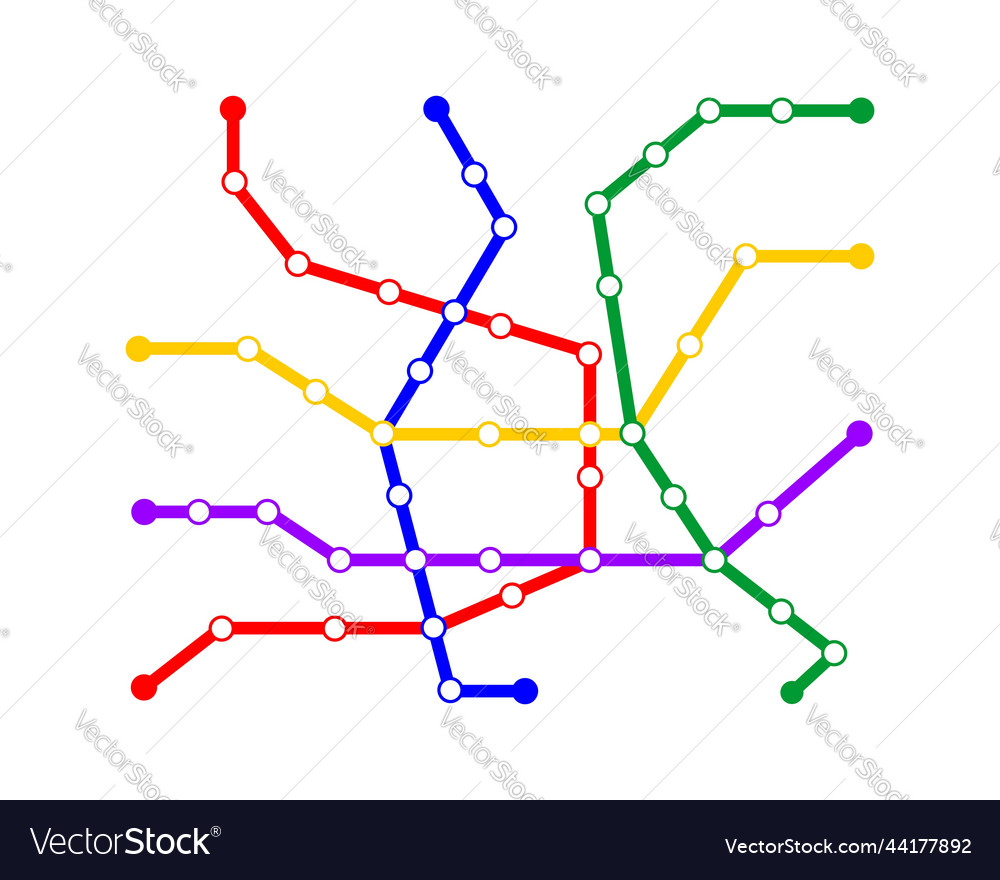 Subway Map Template Metro Scheme With 5 Way Lines Vector Image