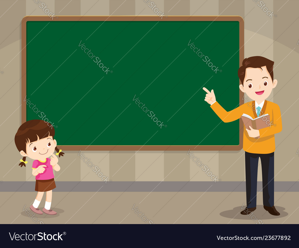 Teacher and studen girl standing in front of Vector Image