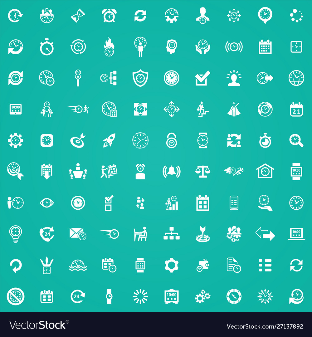 Time management 100 icons universal set for web