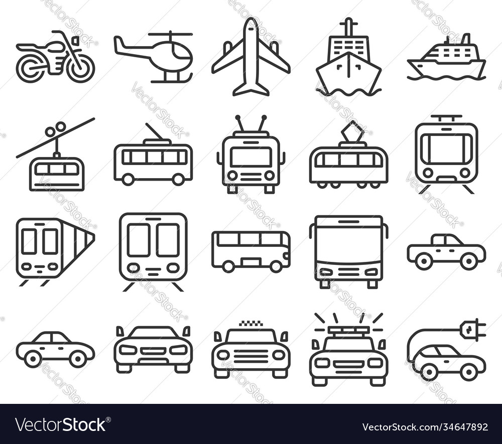 Transport Line Icons Set