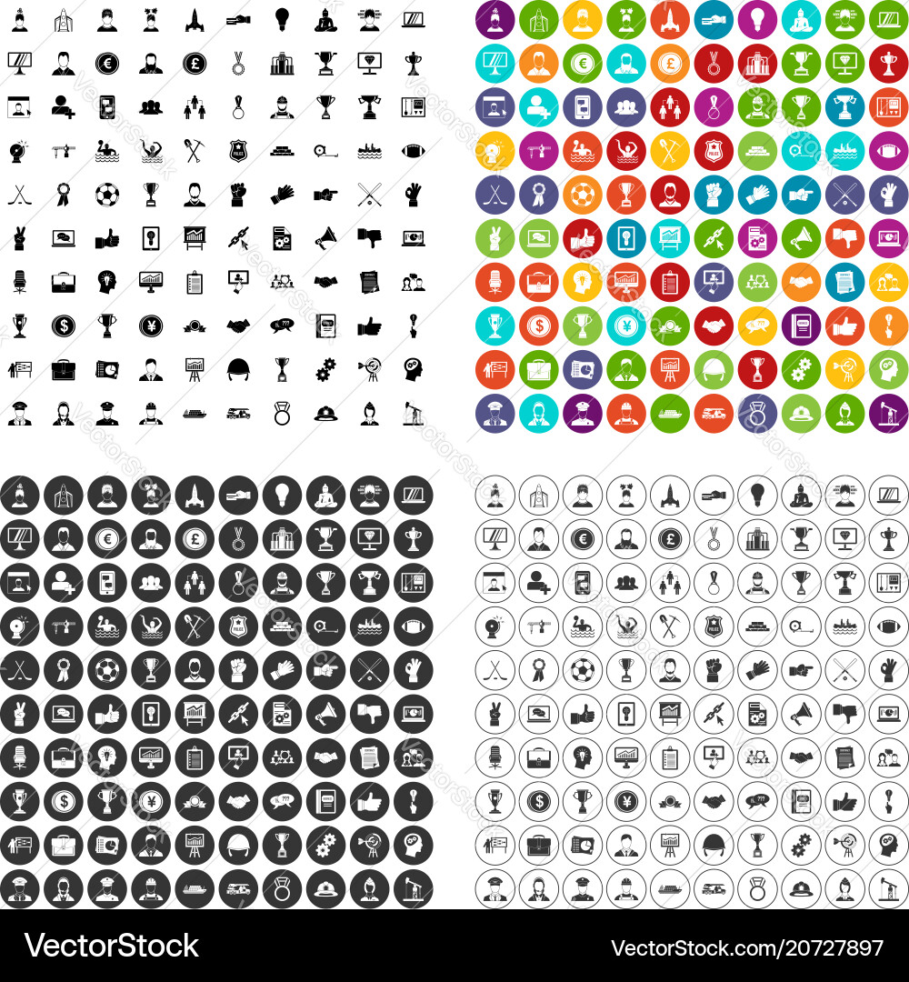 100 leadership icons set variant Royalty Free Vector Image