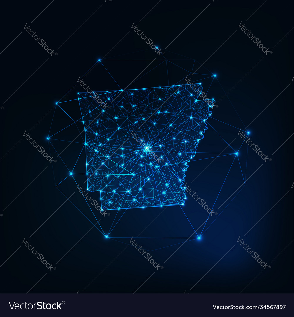 Arkansas State Usa Map Glowing Silhouette Made Vector Image