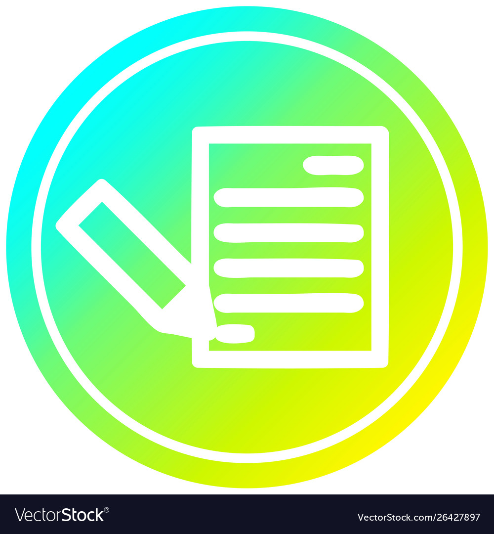 Document and pencil circular in cold gradient