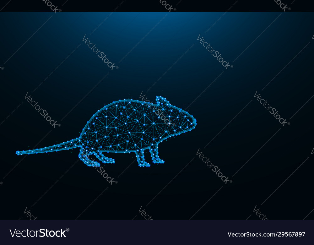Mouse made from points and lines on dark blue