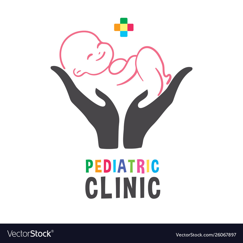 Newborn Child On Hand Logo Pediatric Clinic Banner