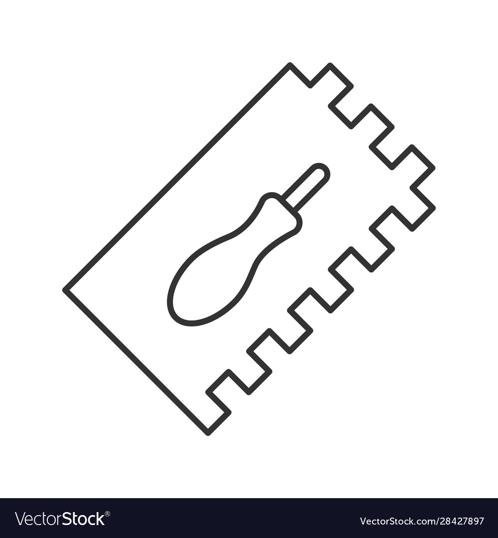 Rectangular notched trowel linear icon Royalty Free Vector